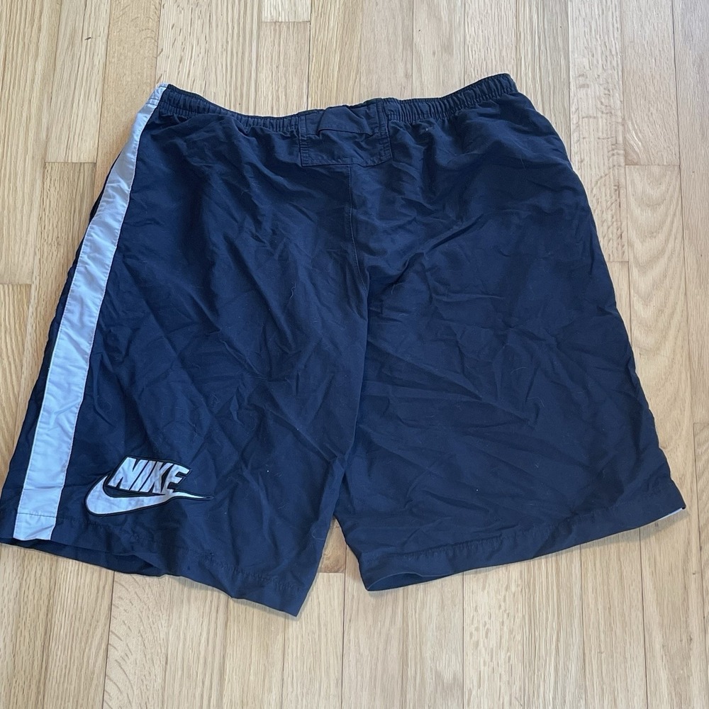 Vintage Nike Shorts XL Blue Cargo Swim Trunks 90s Mesh Lined Big Swoosh